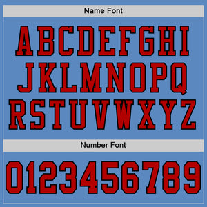 Custom Light Blue Red-Black Mesh Authentic Football Jersey