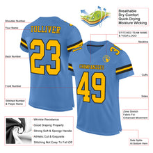 Load image into Gallery viewer, Custom Electric Blue Gold-Black Mesh Authentic Football Jersey
