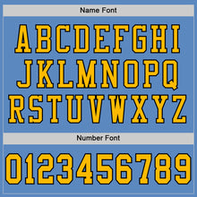 Load image into Gallery viewer, Custom Light Blue Gold-Black Mesh Authentic Football Jersey
