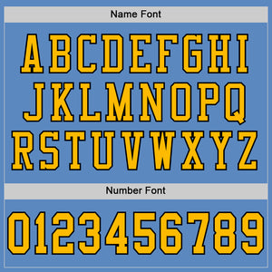 Custom Light Blue Gold-Black Mesh Authentic Football Jersey