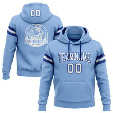 Load image into Gallery viewer, Custom Stitched Light Blue White-Royal Football Pullover Sweatshirt Hoodie
