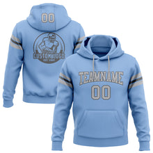 Load image into Gallery viewer, Custom Stitched Light Blue Gray-Steel Gray Football Pullover Sweatshirt Hoodie
