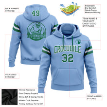 Load image into Gallery viewer, Custom Stitched Light Blue Kelly Green-White Football Pullover Sweatshirt Hoodie
