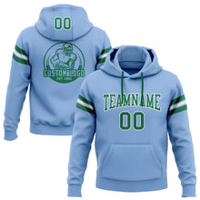 Load image into Gallery viewer, Custom Stitched Light Blue Kelly Green-White Football Pullover Sweatshirt Hoodie

