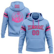 Load image into Gallery viewer, Custom Stitched Light Blue Pink-Black Football Pullover Sweatshirt Hoodie
