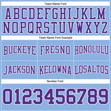 Load image into Gallery viewer, Custom Stitched Light Blue Purple-White Football Pullover Sweatshirt Hoodie
