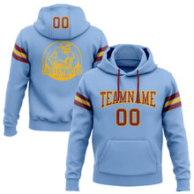 Load image into Gallery viewer, Custom Stitched Light Blue Burgundy-Gold Football Pullover Sweatshirt Hoodie
