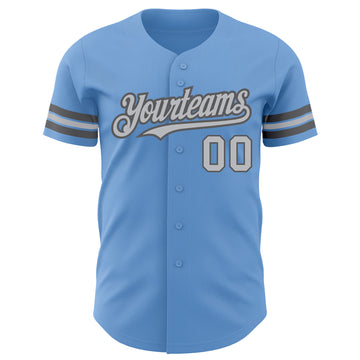 Custom Light Blue Gray-Steel Gray Authentic Baseball Jersey