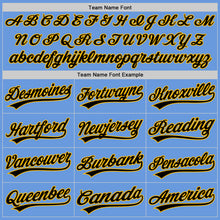 Load image into Gallery viewer, Custom Light Blue Gold-Black Authentic Throwback Baseball Jersey
