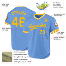 Load image into Gallery viewer, Custom Light Blue Gold-White Authentic Throwback Baseball Jersey
