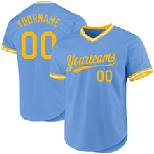 Load image into Gallery viewer, Custom Light Blue Gold-White Authentic Throwback Baseball Jersey
