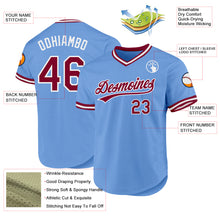 Load image into Gallery viewer, Custom Light Blue Maroon-White Authentic Throwback Baseball Jersey
