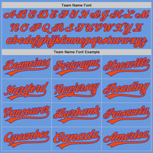 Load image into Gallery viewer, Custom Light Blue Orange-Purple Authentic Throwback Baseball Jersey
