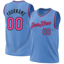 Load image into Gallery viewer, Custom Light Blue Pink-Black Authentic Throwback Basketball Jersey
