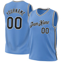 Load image into Gallery viewer, Custom Light Blue Black-White Authentic Throwback Basketball Jersey
