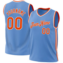 Load image into Gallery viewer, Custom Light Blue Orange-White Authentic Throwback Basketball Jersey
