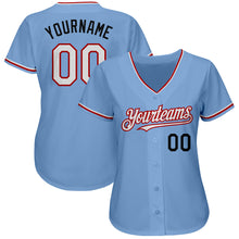 Load image into Gallery viewer, Custom Light Blue Red-Black Authentic Baseball Jersey
