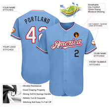 Load image into Gallery viewer, Custom Light Blue Red-Black Authentic Baseball Jersey
