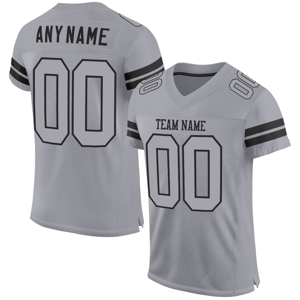 Custom Light Gray Gray-Black Mesh Authentic Football Jersey