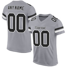 Load image into Gallery viewer, Custom Light Gray Black-White Mesh Authentic Football Jersey
