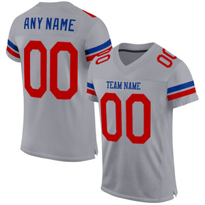 Custom Light Gray Red-Royal Mesh Authentic Football Jersey