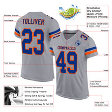 Load image into Gallery viewer, Custom Light Gray Royal-Orange Mesh Authentic Football Jersey
