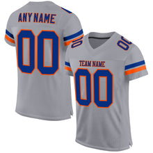 Load image into Gallery viewer, Custom Light Gray Royal-Orange Mesh Authentic Football Jersey
