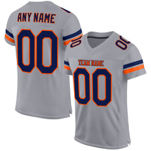 Load image into Gallery viewer, Custom Light Gray Navy-Orange Mesh Authentic Football Jersey
