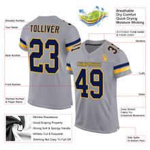 Load image into Gallery viewer, Custom Light Gray Navy-Gold Mesh Authentic Football Jersey

