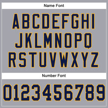 Load image into Gallery viewer, Custom Light Gray Navy-Gold Mesh Authentic Football Jersey
