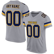 Load image into Gallery viewer, Custom Light Gray Navy-Gold Mesh Authentic Football Jersey
