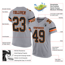 Load image into Gallery viewer, Custom Light Gray Black-Orange Mesh Authentic Football Jersey
