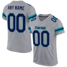 Load image into Gallery viewer, Custom Light Gray Navy-Aqua Mesh Authentic Football Jersey
