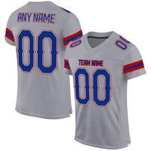 Load image into Gallery viewer, Custom Light Gray Royal-Red Mesh Authentic Football Jersey
