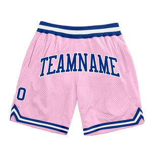 Custom Light Pink Royal-White Authentic Throwback Basketball Shorts