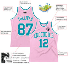 Load image into Gallery viewer, Custom Light Pink Teal-White Authentic Throwback Basketball Jersey
