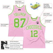 Load image into Gallery viewer, Custom Light Pink Neon Green-White Authentic Throwback Basketball Jersey
