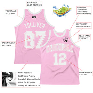 Custom Light Pink White Authentic Throwback Basketball Jersey