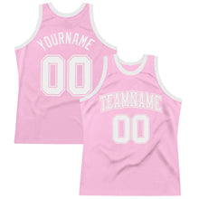 Load image into Gallery viewer, Custom Light Pink White Authentic Throwback Basketball Jersey
