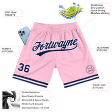 Load image into Gallery viewer, Custom Light Pink Navy-White Authentic Throwback Basketball Shorts
