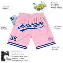 Load image into Gallery viewer, Custom Light Pink Royal-White Authentic Throwback Basketball Shorts
