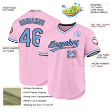 Load image into Gallery viewer, Custom Light Pink Light Blue-Black Authentic Throwback Baseball Jersey
