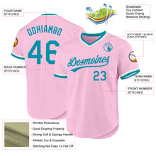 Load image into Gallery viewer, Custom Light Pink Teal-White Authentic Throwback Baseball Jersey
