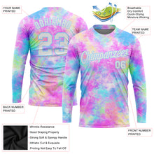 Load image into Gallery viewer, Custom Tie Dye White-Light Blue Watercolor Gradient 3D Long Sleeve Performance T-Shirt
