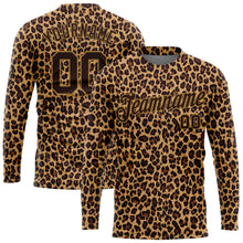 Load image into Gallery viewer, Custom Brown Brown-Old Gold Leopard 3D Pattern Long Sleeve Performance T-Shirt
