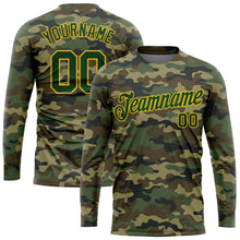 Load image into Gallery viewer, Custom Camo Green-Gold Salute To Service Long Sleeve Performance T-Shirt

