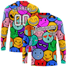 Load image into Gallery viewer, Custom Colorful White-Black Emoji 3D Pattern Long Sleeve Performance T-Shirt
