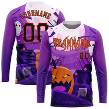 Load image into Gallery viewer, Custom 3D Pattern Halloween Pumpkins Horror Night Long Sleeve Performance T-Shirt
