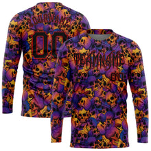 Load image into Gallery viewer, Custom 3D Pattern Halloween Skulls Long Sleeve Performance T-Shirt
