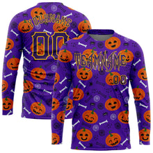 Load image into Gallery viewer, Custom 3D Pattern Halloween Pumpkins Long Sleeve Performance T-Shirt
